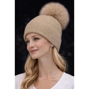 NEW MITCHIE'S MATCHINGS sequin pom hat in gold